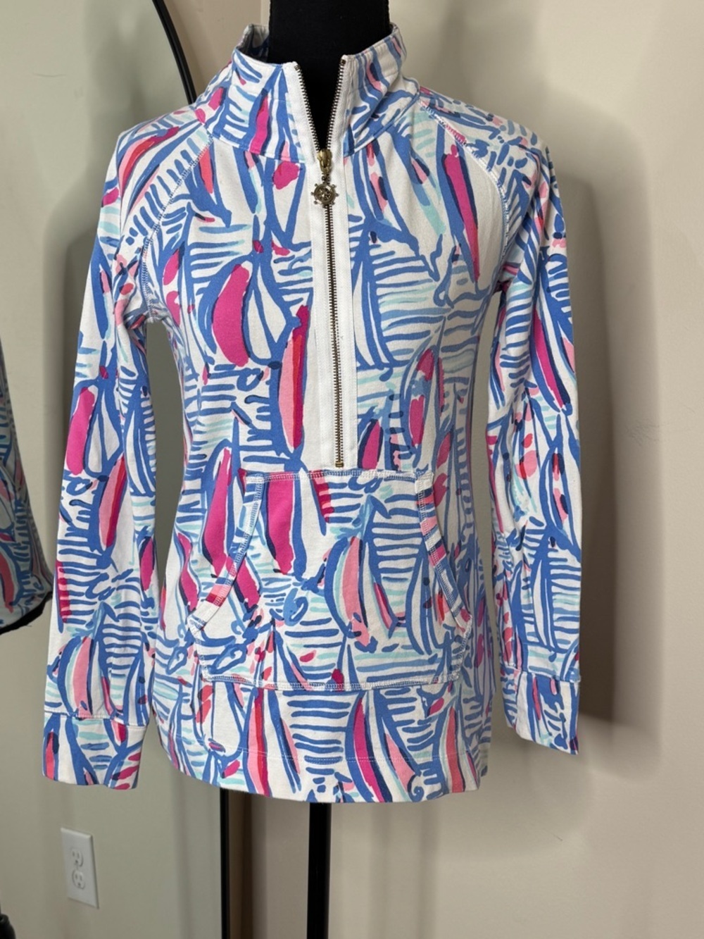 Lilly Pulitzer Red Right Return Popover Blue Preppy Rare Size XS
